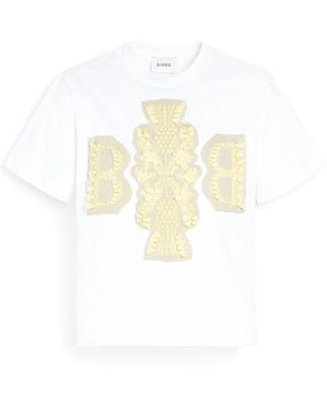Barrie Cropped T-shirt With Logo Cashmere Patch - Natural