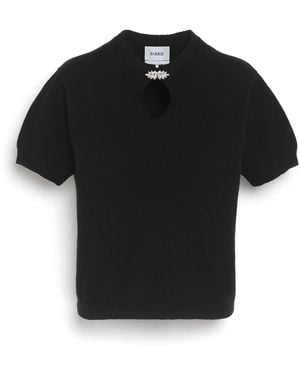 Barrie Cashmere Top With Jewelled Details - Black