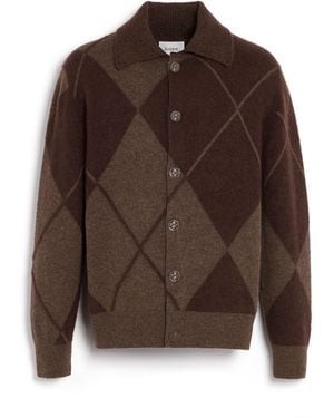Barrie Cashmere Cardigan With A Tartan Motif - Brown