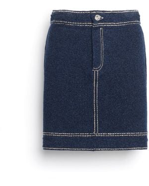 Barrie Denim Cashmere And Cotton Skirt - Blue