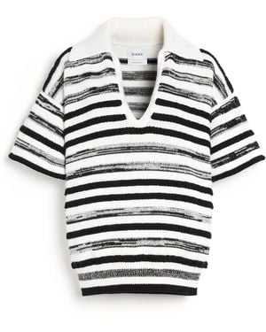 Barrie Striped Cashmere And Cotton Polo Shirt - Black