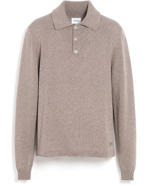 Barrie B Label Polo-collar Jumper In Cashmere - Grey