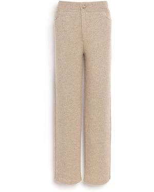 Barrie Trousers In Chunky-knit Cashmere - Natural