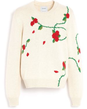 Barrie Cashmere Jumper With Floral Motif - White