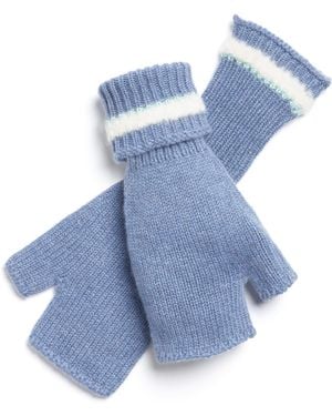 Barrie Shearling-effect Cashmere Fingerless Gloves - Blue