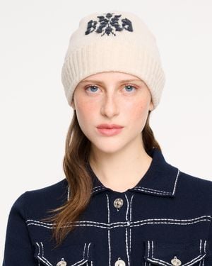 Barrie Cashmere Beanie Hat With B Logo - Blue