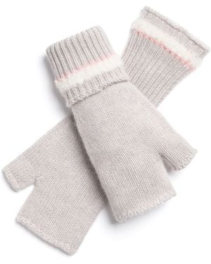 Barrie Shearling-effect Cashmere Fingerless Gloves - White