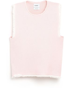 Barrie Denim Fringed Cashmere And Cotton Top - Pink