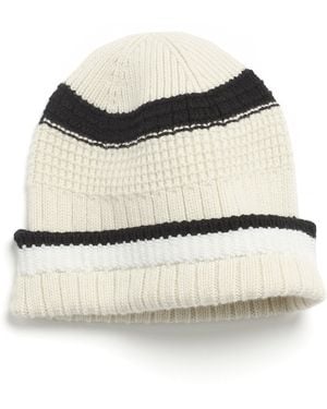 Barrie Textured Beanie Hat In Cashmere - Natural