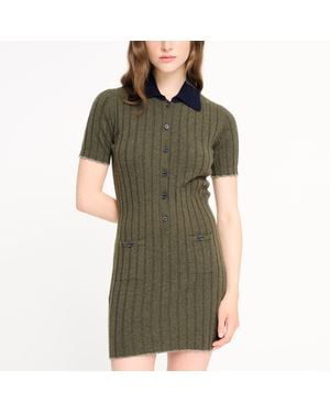 Barrie Ribbed Cashmere Short Dress - Green