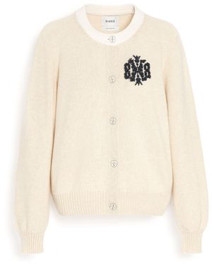 Barrie Marled Cashmere Cardigan With B Logo - Natural