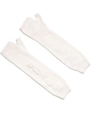 Barrie Cashmere Fingerless Gloves - White