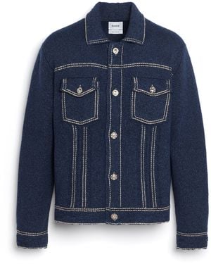 Barrie Denim Fitted Cashmere And Cotton Jacket - Blue