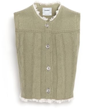 Barrie Denim Fringed Cashmere And Cotton Sleeveless Jacket - Green