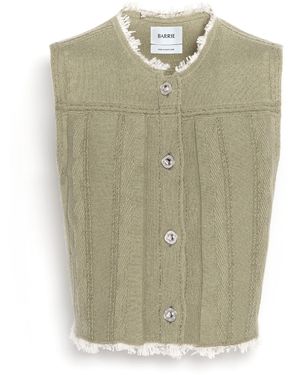 Barrie Denim Fringed Cashmere And Cotton Sleeveless Jacket - Green