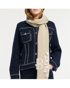 Barrie Cashmere Scarf With 3d Logo - Blue