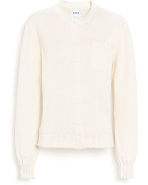 Barrie Lightweight Cashmere And Cotton Cardigan With Ribbed Detailing - White