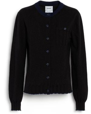 Barrie Lightweight Cashmere And Cotton Cardigan With Ribbed Detailing - Black