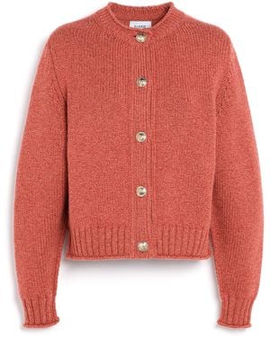 Barrie Chunky Cashmere Cardigan With Gold Buttons - Red