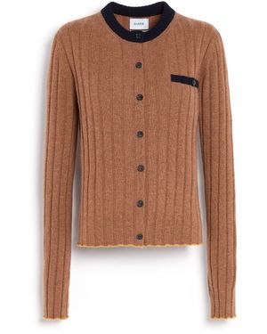 Barrie Ribbed Cashmere Cardigan - Brown