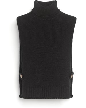 Barrie Cashmere Plastron With Gold Buttons - Black
