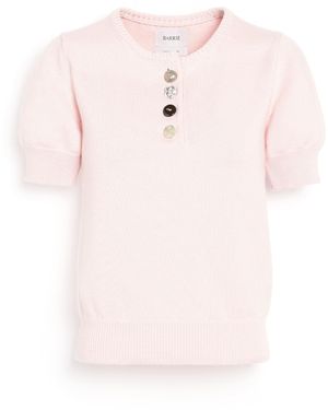 Barrie Cotton And Cashmere Top With Jewelled Buttons - Pink