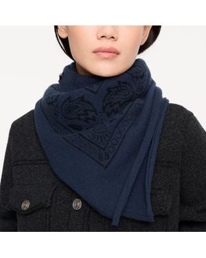 Barrie Bandana In Cashmere And Cotton - Blue