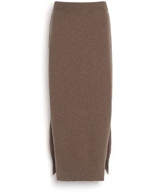 Barrie Iconic Cashmere Skirt - Brown