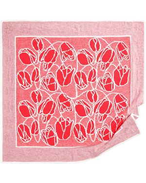 Barrie Cashmere Scarf With Floral Motif - Red