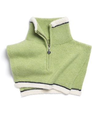 Barrie Shearling Collar In Cashmere And Alpaca - Green