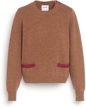Barrie Wool Jumper With Ribbon Detail - Brown
