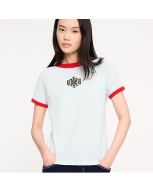 Barrie Cashmere Top With B Logo - Blue