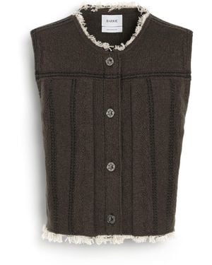Barrie Denim Fringed Cashmere And Cotton Sleeveless Jacket - Black