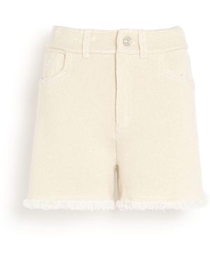 Barrie Denim Fringed Cashmere And Cotton Shorts - Natural