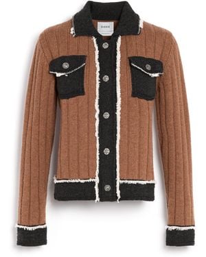 Barrie Denim Jacket In Ribbed Knit - Brown