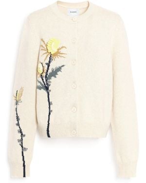 Barrie Thistle Motif Cashmere Cardigan - White