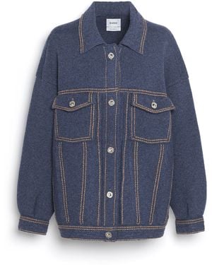 Barrie Denim Oversized Cashmere And Cotton Jacket - Blue