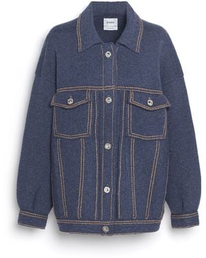 Barrie Denim Oversized Cashmere And Cotton Jacket - Blue