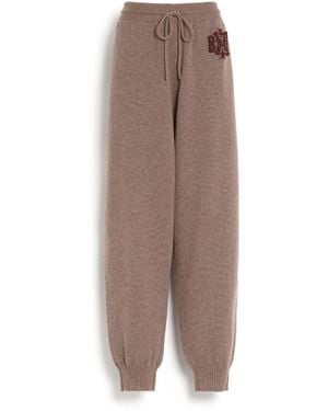 Barrie Marled Cashmere Trousers With B Logo - Brown