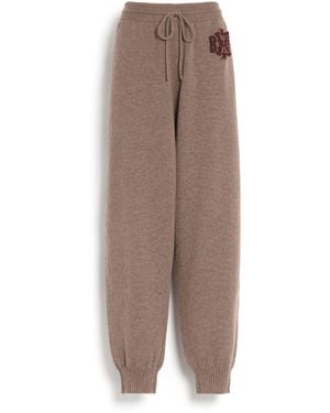 Barrie Marled Cashmere Trousers With B Logo - Brown