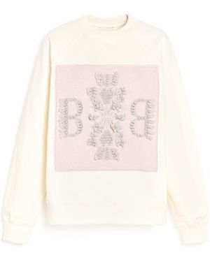 Barrie Sweatshirt With Logo Cashmere Patch - Natural