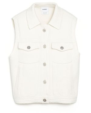 Barrie Oversized Sleeveless Denim Jacket In Cashmere And Cotton - White