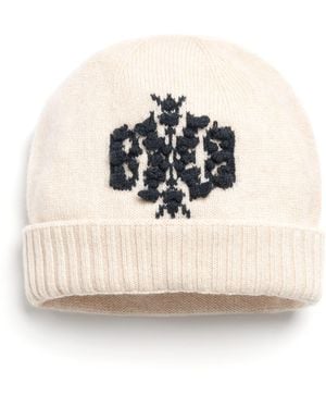 Barrie Cashmere Beanie Hat With B Logo - Blue