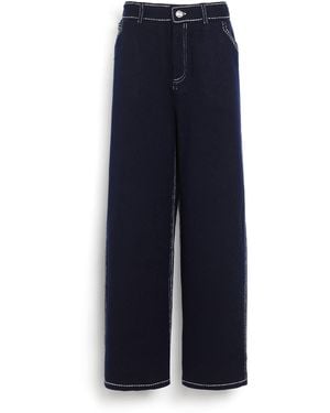 Barrie Denim Trousers In Cashmere And Cotton - Blue