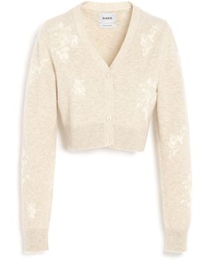 Barrie Cashmere Cardigan With A Floral Motif - Natural