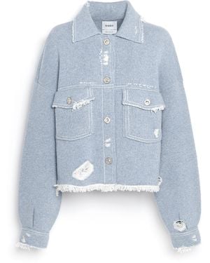 Barrie Denim Fringed Cashmere And Cotton Jacket - Blue