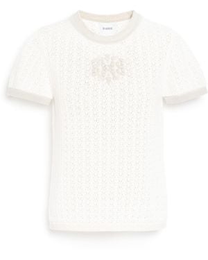 Barrie Cashmere Lace Top With B Logo - White