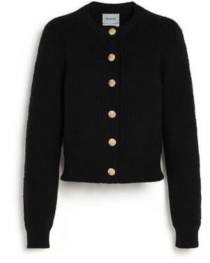 Barrie Cashmere And Cotton Cardigan With An All-over Motif - Black