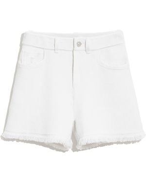 Barrie Denim Fringed Cashmere And Cotton Shorts - White