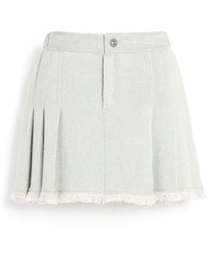Barrie Denim Skirt With Pleated Back In Cashmere And Cotton - White